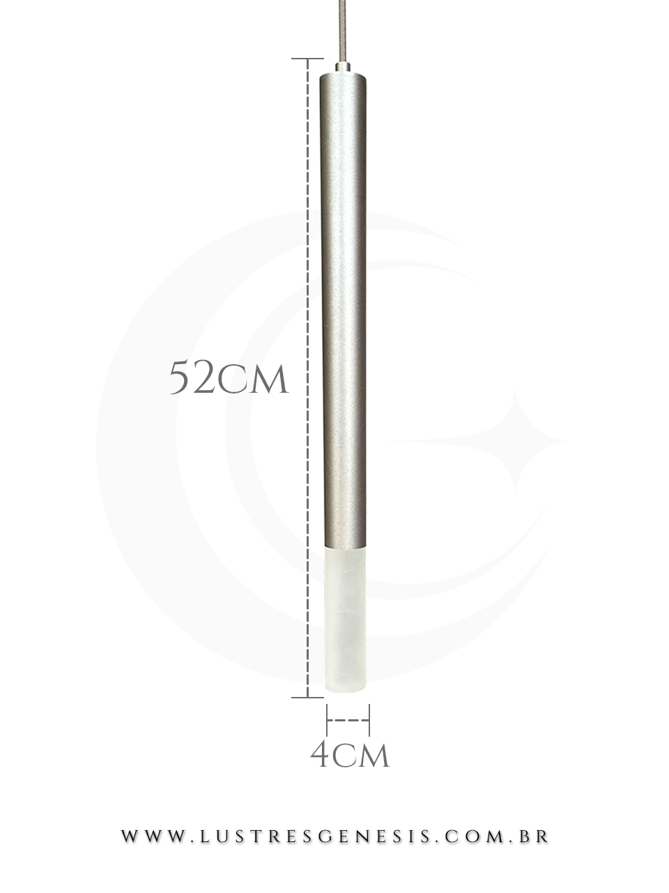 Lustre Pendente Ice I Metalúrgica Itamonte Ø2,5cm Luminaria para Bancada de Cozinha, Balcão de Cozinha, Lavabo e Suite Master